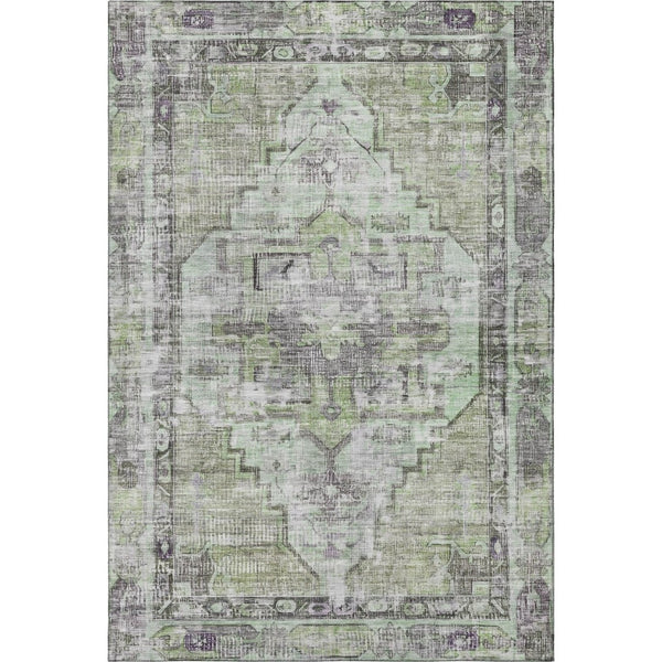 HomeRoots 8' X 10' Artichoke Green Oriental Area Rug - Durable, Washable, UV Protected, Perfect for Any Space 699374