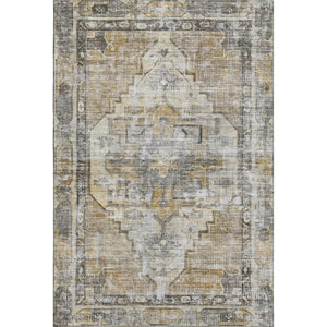 HomeRoots 5' Washable Oriental Area Rug in Brown, Gray & Silver - UV Protected, Durable for High Traffic Areas 699378