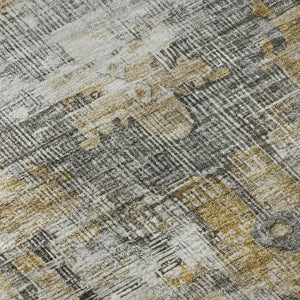HomeRoots 8' Brown Gray & Silver Oriental Washable Round Rug - UV Protected, Durable, Easy-Care Elegance! 699379