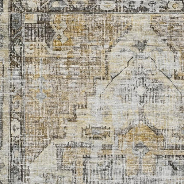 HomeRoots 9' Elegant Brown Gray Silver Oriental Washable Area Rug - UV Protected, Stain Resistant, Durable Design 699381