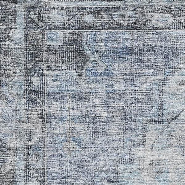 HomeRoots 5' X 8' Blue And Gray Oriental Area Rug - Washable, UV-Protected, Stain-Resistant for Any Room 699384