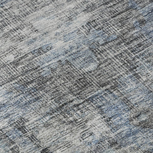 HomeRoots 8' Blue and Gray Oriental Round Rug - Washable, Stain Resistant, UV Protected for Everyday Elegance 699385