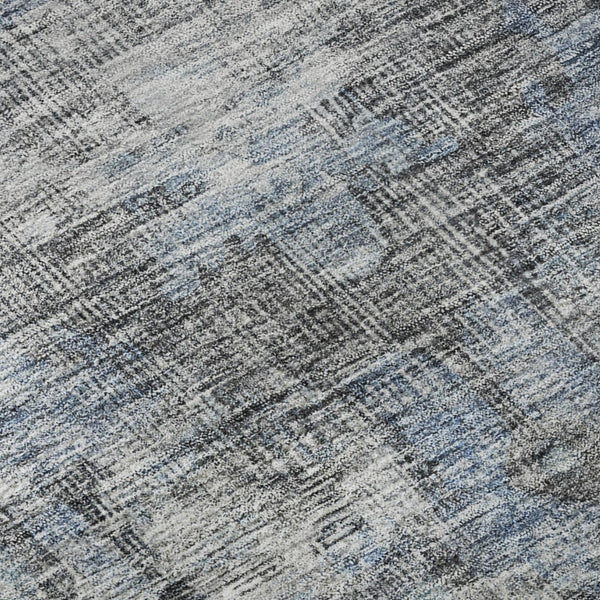 HomeRoots 8' Blue and Gray Oriental Round Rug - Washable, Stain Resistant, UV Protected for Everyday Elegance 699385