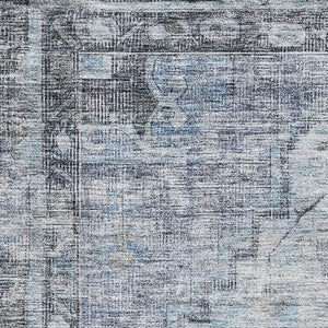 HomeRoots 9' X 12' Blue and Gray Oriental Area Rug - Durable, Washable & UV Protected for Homes with Kids & Pets 699387