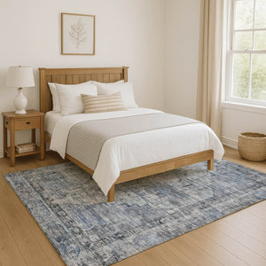 HomeRoots 10' X 14' Blue and Gray Oriental Washable Area Rug - Durable, Stain-Resistant, UV-Protected Comfort 699388