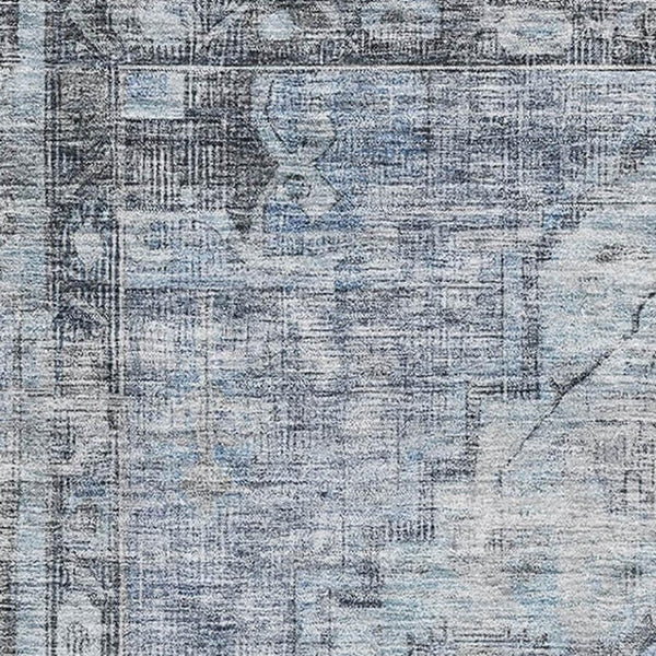 HomeRoots 10' X 14' Blue and Gray Oriental Washable Area Rug - Durable, Stain-Resistant, UV-Protected Comfort 699388