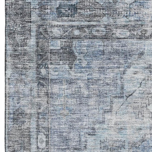 HomeRoots 10' X 14' Blue and Gray Oriental Washable Area Rug - Durable, Stain-Resistant, UV-Protected Comfort 699388