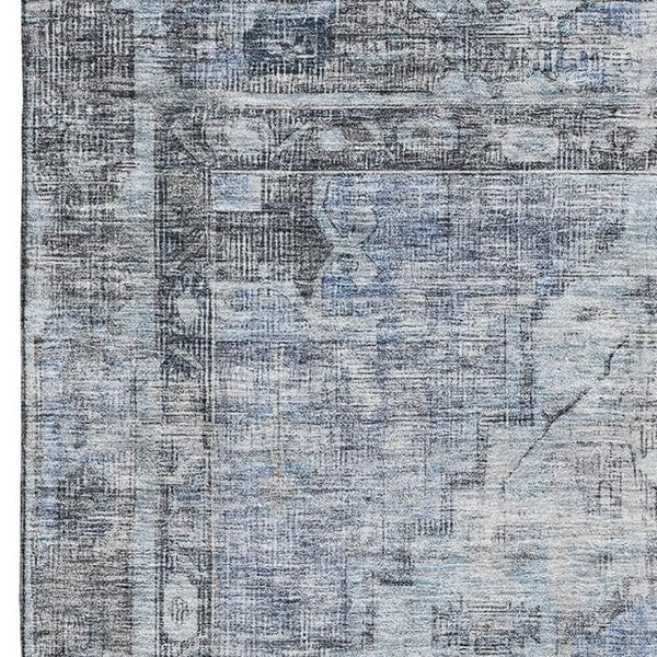 HomeRoots 10' X 14' Blue and Gray Oriental Washable Area Rug - Durable, Stain-Resistant, UV-Protected Comfort 699388