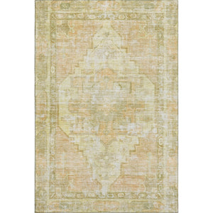 HomeRoots 8' X 10' Gold And Ivory Oriental Area Rug - Washable, UV Protected, Stain Resistant for Modern Homes 699392