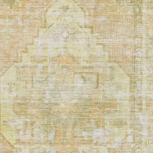 HomeRoots 10' X 14' Gold And Ivory Oriental Area Rug - Washable, UV-Protected, Durable & Non-Slip Design! 699394