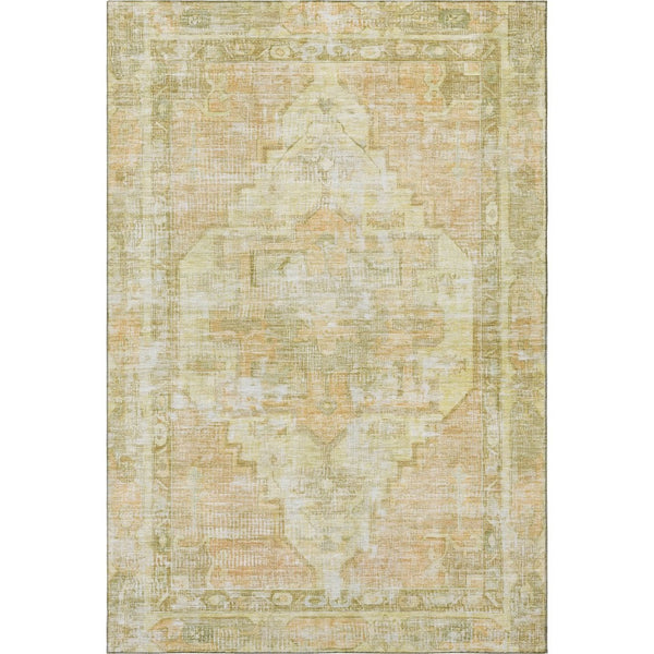 HomeRoots 10' X 14' Gold And Ivory Oriental Area Rug - Washable, UV-Protected, Durable & Non-Slip Design! 699394
