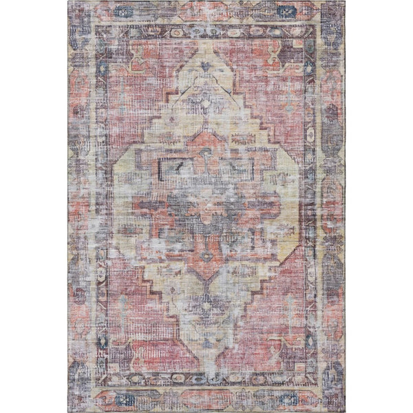HomeRoots 8' X 10' Washable Oriental Area Rug in Rust Gray & Gold – UV Protected, Stain Resistant & Non-Slip! 699398