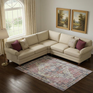 HomeRoots 9' X 12' Elegant Rust Gray Gold Oriental Area Rug - Washable, Stain-Resistant, UV Protected Beauty! 699399