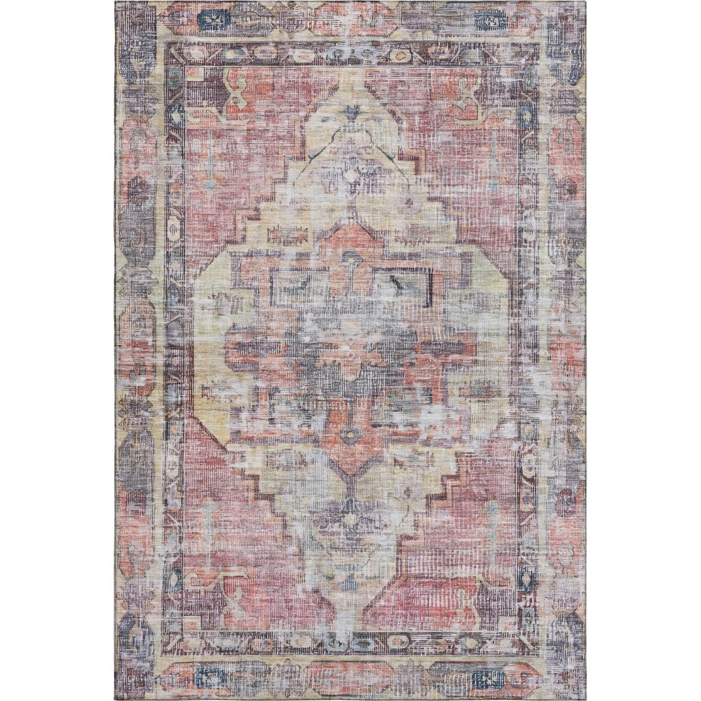 HomeRoots 9' X 12' Elegant Rust Gray Gold Oriental Area Rug - Washable, Stain-Resistant, UV Protected Beauty! 699399
