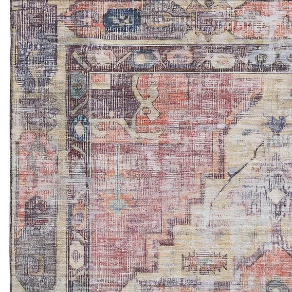 HomeRoots 9' X 12' Elegant Rust Gray Gold Oriental Area Rug - Washable, Stain-Resistant, UV Protected Beauty! 699399
