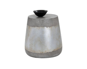Sunpan Aries End Table - Stunning Metallic Accents with Industrial Grey Concrete for Indoor & Outdoor Use Silver