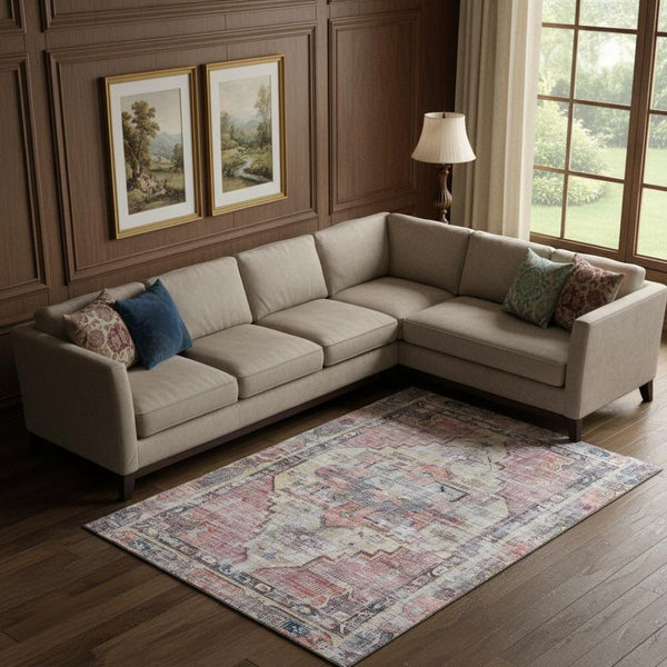 HomeRoots 10' X 14' Elegant Rust Gray and Gold Oriental Area Rug - Durable, Washable, UV Protected & Stylish 699400