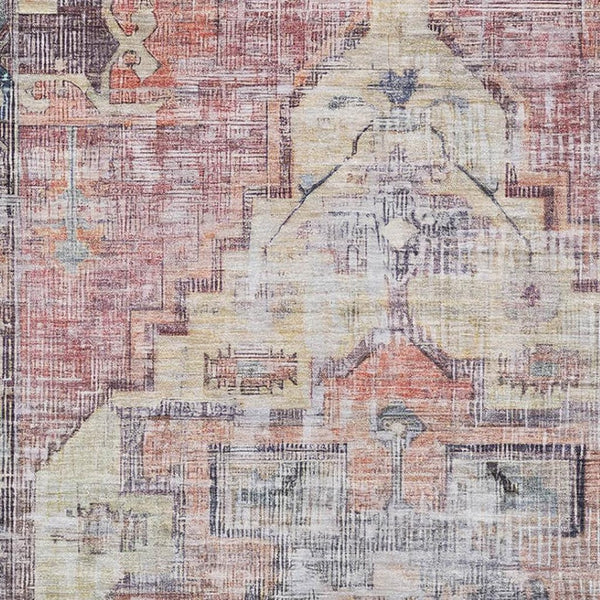 HomeRoots 10' X 14' Elegant Rust Gray and Gold Oriental Area Rug - Durable, Washable, UV Protected & Stylish 699400