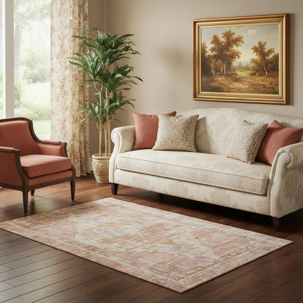 HomeRoots 5' X 8' Terra Cotta Oriental Area Rug - Washable, Stain Resistant, UV Protected for Busy Homes 699408