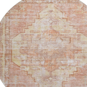 HomeRoots 8' Elegant Terra Cotta Round Rug - Washable, UV-Protected, Stain-Resistant for High-Traffic Areas 699409