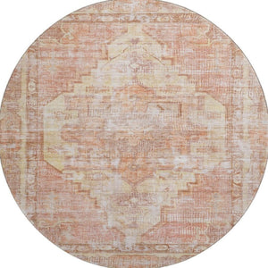 HomeRoots 8' Elegant Terra Cotta Round Rug - Washable, UV-Protected, Stain-Resistant for High-Traffic Areas 699409