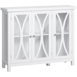 English Elm Homcom Modern Buffet Cabinet With 3 Glass Doors, Adjustable Shelves, Stylish Arc Design, White W2225P217377