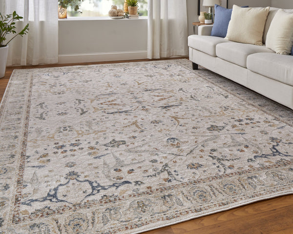 Feizy Rugs Pasha Global Charm Rug - Vibrant Polyester Ikat Design, Soft Low Pile, Stain-resistant & Kid-friendly Ivory,Blue,Red Polyester Pas39m4fivyblup00