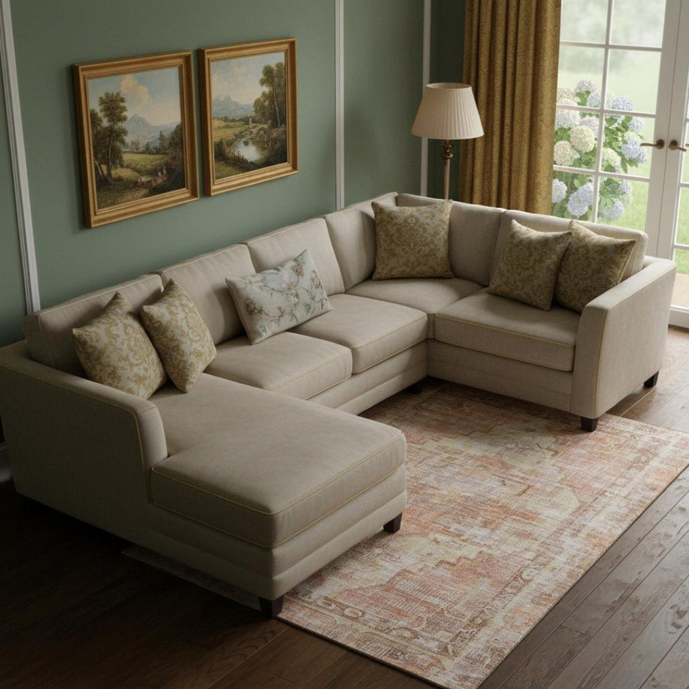 HomeRoots 9' X 12' Terra Cotta Ivory Wheat Rug - Stain Resistant, UV Protected, Washable for Kid & Pet Homes 699411