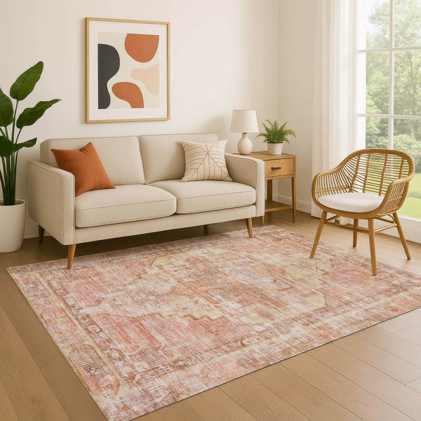 HomeRoots 9' X 12' Terra Cotta Ivory Wheat Rug - Stain Resistant, UV Protected, Washable for Kid & Pet Homes 699411