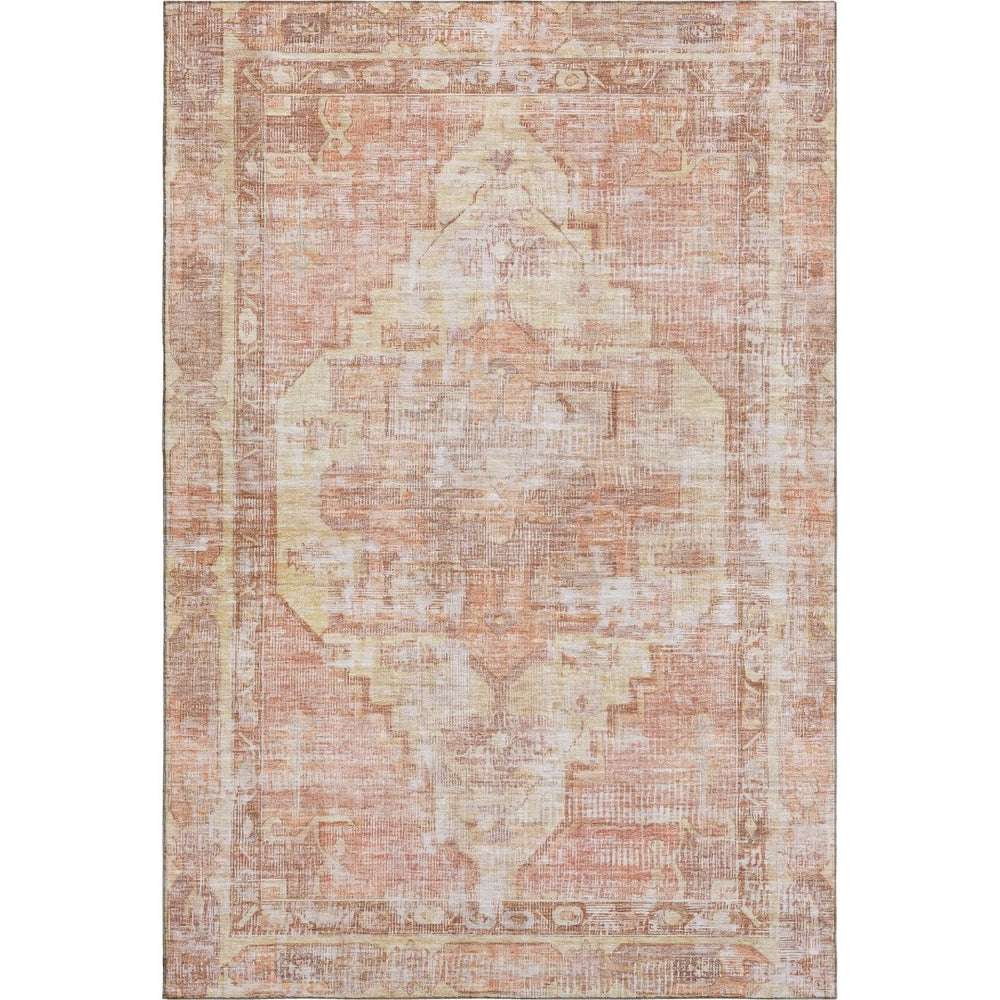 HomeRoots 9' X 12' Terra Cotta Ivory Wheat Rug - Stain Resistant, UV Protected, Washable for Kid & Pet Homes 699411