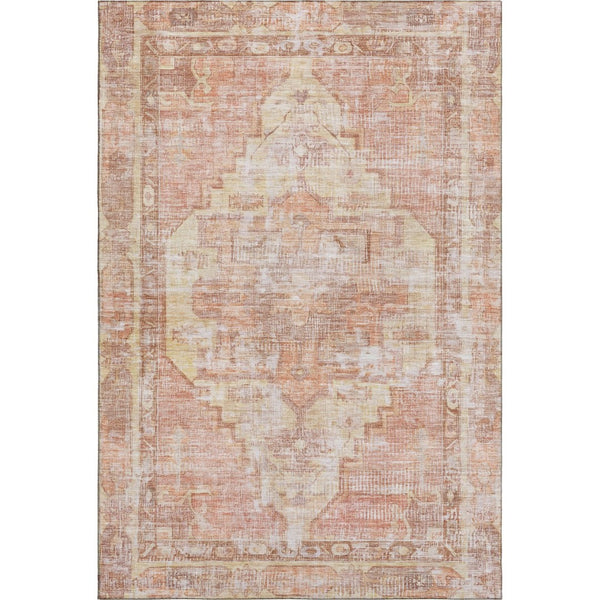 HomeRoots 9' X 12' Terra Cotta Ivory Wheat Rug - Stain Resistant, UV Protected, Washable for Kid & Pet Homes 699411