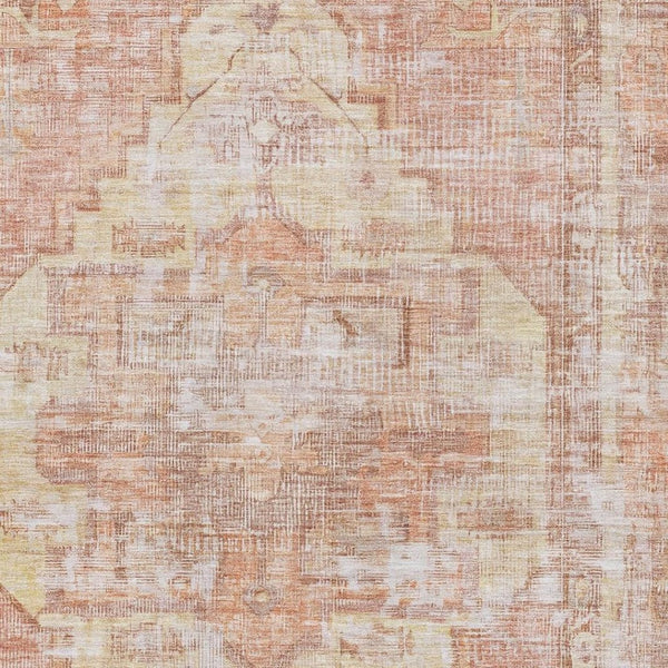 HomeRoots 9' X 12' Terra Cotta Ivory Wheat Rug - Stain Resistant, UV Protected, Washable for Kid & Pet Homes 699411
