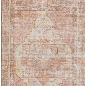 HomeRoots 9' X 12' Terra Cotta Ivory Wheat Rug - Stain Resistant, UV Protected, Washable for Kid & Pet Homes 699411