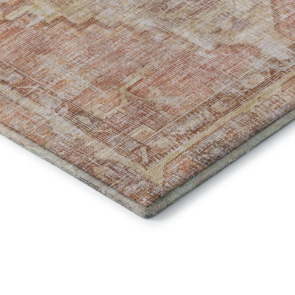 HomeRoots 10' X 14' Terra Cotta Ivory Oriental Washable Area Rug with UV Protection for Stylish Living Spaces 699412