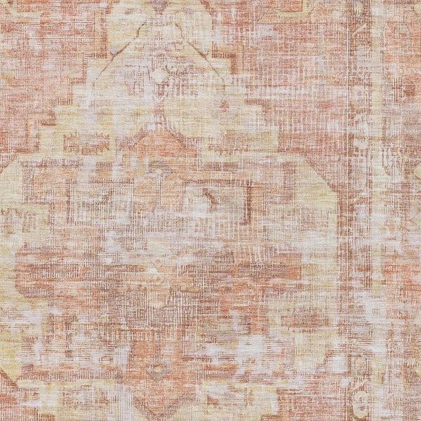 HomeRoots 10' X 14' Terra Cotta Ivory Oriental Washable Area Rug with UV Protection for Stylish Living Spaces 699412