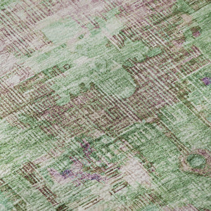 HomeRoots 8' Artichoke Green Lavender Teal Round Rug - Stylish, Washable, Durable, UV-Protected for Homes 699415