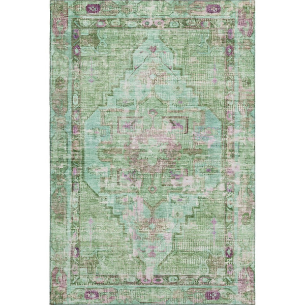 HomeRoots 10' X 14' Artichoke Green Oriental Area Rug with UV Protection - Washable, Stain Resistant & Stylish 699418