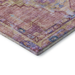 HomeRoots 5' Washable Pink, Purple & Blue Oriental Area Rug with UV Protection - Durable, Non-Slip & Stylish! 699426