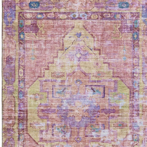 HomeRoots 5' Washable Pink, Purple & Blue Oriental Area Rug with UV Protection - Durable, Non-Slip & Stylish! 699426