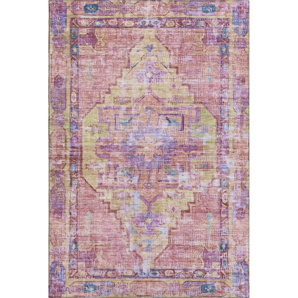 HomeRoots 8' X 10' Vibrant Pink, Purple & Blue Oriental Washable Area Rug with UV Protection & Easy Care 699428