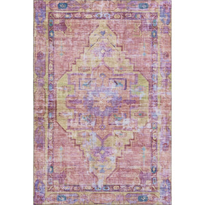 HomeRoots 9' X 12' Vibrant Pink Purple and Blue Oriental Area Rug - Washable, UV-Protected, Durable Design! 699429
