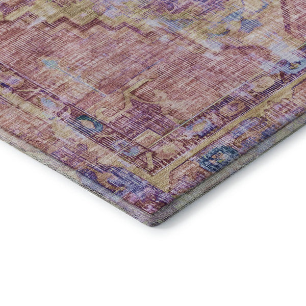 HomeRoots 9' X 12' Vibrant Pink Purple and Blue Oriental Area Rug - Washable, UV-Protected, Durable Design! 699429