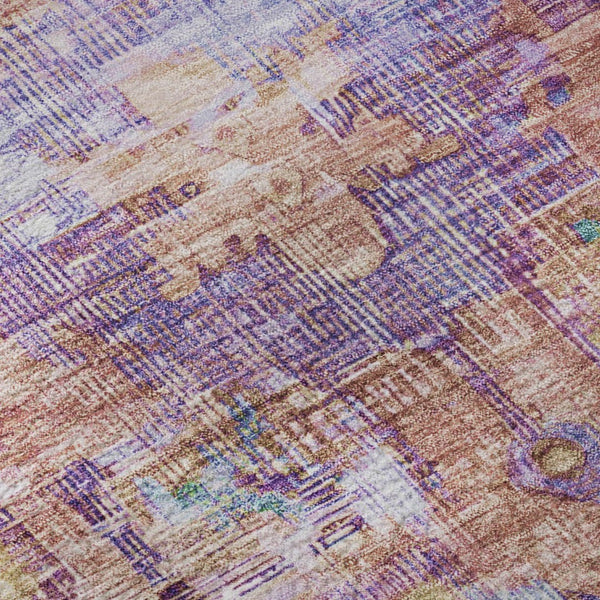 HomeRoots 9' X 12' Vibrant Pink Purple and Blue Oriental Area Rug - Washable, UV-Protected, Durable Design! 699429