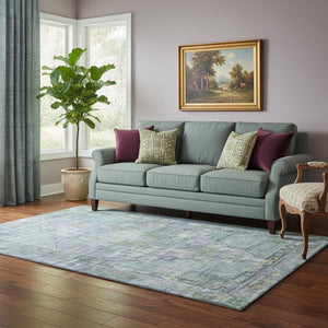 HomeRoots 5' X 8' Teal Lavender Green Oriental Washable Rug - UV Protected, Durable, Stylish & Easy Care 699432