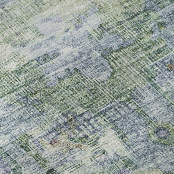 HomeRoots 8' Teal Lavender and Green Washable Oriental Round Rug with UV Protection for Busy Households 699433