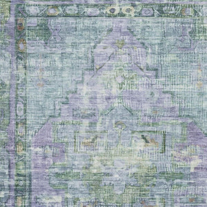 HomeRoots 8' X 10' Stylish Teal Lavender Green Oriental Area Rug - Washable, UV Protected, Non-Slip Design! 699434