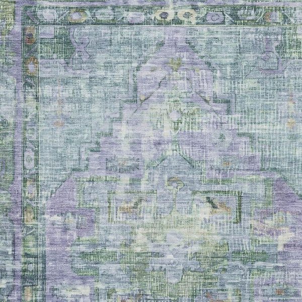 HomeRoots 8' X 10' Stylish Teal Lavender Green Oriental Area Rug - Washable, UV Protected, Non-Slip Design! 699434