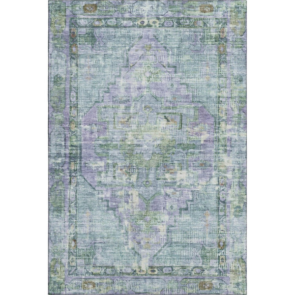 HomeRoots 9' X 12' Teal Lavender Green Oriental Area Rug - Stylish, Washable, UV-Protected & Durable Design! 699435