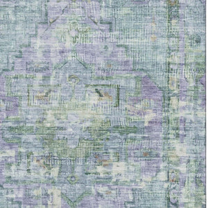 HomeRoots 9' X 12' Teal Lavender Green Oriental Area Rug - Stylish, Washable, UV-Protected & Durable Design! 699435