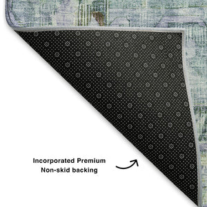 HomeRoots 10' X 14' Teal Lavender Green Oriental Rug - Washable, UV Protected, Stain Resistant for Busy Homes 699436